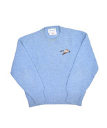 Vintage Deans of Scotland Shetland Wool Sweater M 44 Blue Cross Stitch Duck - £31.65 GBP