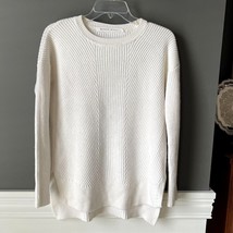 Athleta White Merino Wool Blend Shaker Knit Tunic Crewneck Sweater Size XS - $16.83