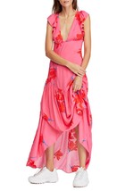 Free People Womens Pink Floral Cap Sleeve V Neck Maxi Fit + Flare Dress - £60.48 GBP