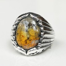 Solid 925 Sterling Silver Bumble Bee Jasper Gemstone Anniversary Gift Men&#39;s Ring - £69.52 GBP