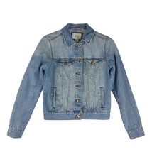 Forever 21 Classic Trucker Denim Jean Jacket, Women&#39;s S Button Front Blue Cotton - £16.76 GBP