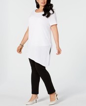 Alfani Womens Plus Size Asymmetric Tunic Top, 3X, Bright White - £35.14 GBP