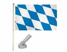 K&#39;s Novelties 5&#39; Wooden Flag Pole Kit W/Nylon White Bracket 3x5 Bavaria Plain Po - £27.58 GBP