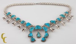 925 Sterling Silver &amp; Turquoise Native American Navajo Necklace - £1,409.44 GBP