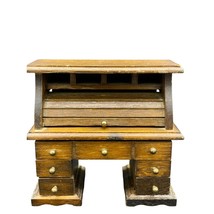 Vintage Miniature Rolltop Wooden Desk Dollhouse Tiawan 4.25&quot;x4.5&quot; - $24.70