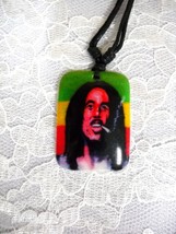 SMOKING POT BOB MARLEY PHOTO RASTA COLORS PENDANT ADJ NECKLACE FREE SHIP... - €2,91 EUR