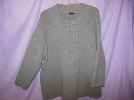 Ladies Talbots Gray Wool/Cashmere Blend Cardigan Sweater Large - £19.76 GBP