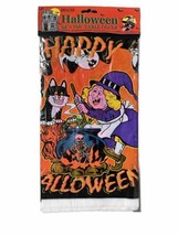 Deluxe Halloween 54” x 108” Table Cover Witch Cauldron Black Cat Vintage - £7.44 GBP