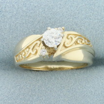 Vintage Old European Cut Diamond Engagement Ring in 14k Yellow Gold - £1,069.46 GBP