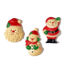 set of Christmas refrigerator magnets snowman Santa waving Santa beard v... - £7.09 GBP