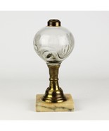 Flint Glass SV Bellflower Oil Lamp, Antique c1860s EAPG McKee Marble Bas... - £66.68 GBP