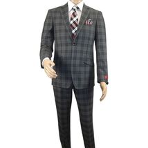 Men RENOIR Suit Two Button Business Formal Slim Fit 294-15 Gray English Plaid image 2