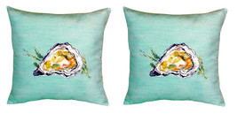 Pair of Betsy Drake Oyster - Teal No Cord Pillows 18 Inch X 18 Inch - £62.14 GBP