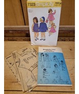 Vintage 1975 Simplicity 7323 Pattern Toddler Dress/Coat/Hat Size 2 Breas... - $23.18