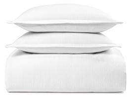 Sky Woven Lattice 100% Cotton 3.-pc FULL/QUEEN Duvet Cover Set $260 White - $58.41