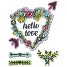 Sizzix Hello Love Collection Framelits Die With Clear Acrylic Stamp Set ... - $800.78 MXN