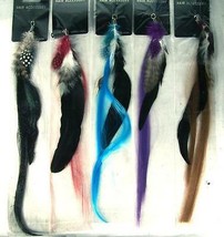 12 Feather Hair Extensions Style A Womens Color Strips Highlights Clipin Feather - £5.30 GBP