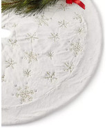 HOLIDAY LANE Tree Skirt White Sequins &amp; Snowflakes, 48&quot; D NEW - £19.97 GBP