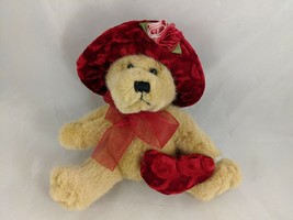 Dan Dee Tan Bear Plush Red Hat Heart Pillow 8 Inch Stuffed Animal toy - £6.90 GBP