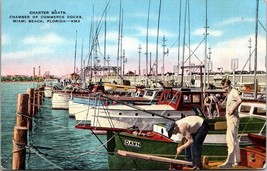 Vintage Charter Boats Chamer Of Commerce Docks Miami Fl Postcard - £3.90 GBP