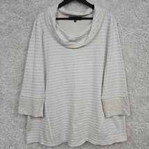 Liv by Habitat Top Womens XXL Tan White Striped Cowl Neck Stretch Pullover Cozy - $44.50