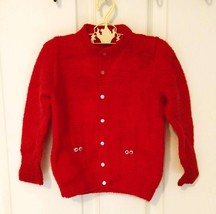 Vintage Baby Sweater Red Cardigan Infant Sweater - £15.93 GBP