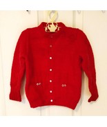 Vintage Baby Sweater Red Cardigan Infant Sweater - £15.96 GBP