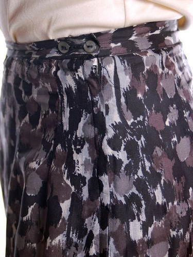 Vintage Black Gray Printed Silk Slip Laros 1950S 23 Waist Pencil Skirt S Item image 3