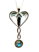 Labradorite Necklace Pendant Angel Goddess Gemstone 18&quot; Chain 925 Silver &amp; Boxed - £33.01 GBP