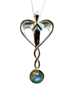 Labradorite Necklace Pendant Angel Goddess Gemstone 18&quot; Chain 925 Silver... - £32.82 GBP