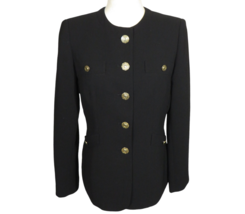 Kasper Vintage Black Button Up Military Blazer Suit Jacket Size 4 - $49.99