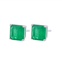 GICA GEMA Square Created Emerald Earrings For Women Real 925 Silver Green Gemsto - £15.64 GBP