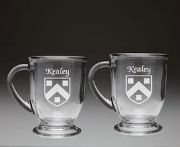 Kealey Irish Coat of Arms Glass Coffee Mugs - Set of 2 - £26.90 GBP