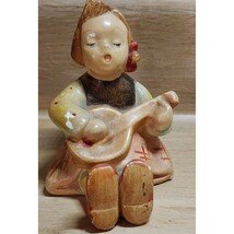Vintage Hand-Painted Chalkware Original Hummel Reproduction Girl Playing... - $171.54 MXN