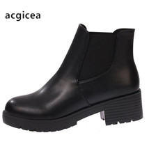 new Hot style Fashion women boots Round head thick bottom PU leather waterproof  - £27.22 GBP