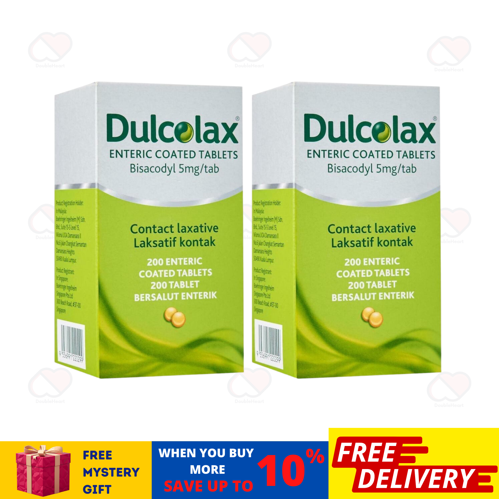 DULCOLAX Tablets (Bisacodyl 5mg) 200&#39;s For Constipation Relief X 2-FREE ... - $48.39