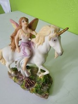 Summit Collection Fairy Riding Unicorn Statue  Figurine Fantasy Medieval - $36.11