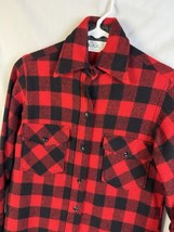 Vintage Woolrich Buffalo Plaid Flannel Shirt Wool Black Red Women’s Medium 70s - $48.94