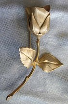 Classic Giovanni Gold-tone Rose Flower Brooch 1960s Vintage   3&quot; - £9.68 GBP