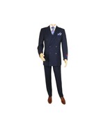 Men Apollo King Double Breasted Suit Classic Peak Lapel Pleated DM22 Nav... - $211.16 CAD