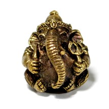 MINIATURE BRASS GANESHA STATUE 1&quot; Tiny Amulet Hindu Elephant God NEW Ind... - $12.95