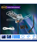 HD TV Antenna + Pole Outdoor Amplified Digital 360 Rotor UHF VHF FM 150 ... - $42.02 CAD