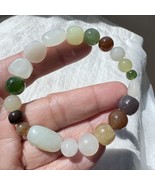 Hetian jade bracelet- multicolour nephrite beads- assorted shapes and sizes - $238.00