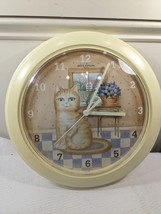 Vintage Spatrus Clock Kitty Cat round ginger orange tabby Cottagecore Ma... - £54.95 GBP