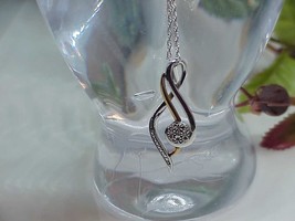 10k Yellow Gold Sterling G Cleff Diamond Cluster Pendant Necklace 4.3Gr ... - $44.54