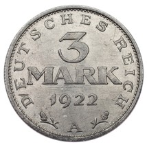 1922-A Allemand 3 Mark 3rd Anniversaire De la Constitution Weimar Républ... - $33.05
