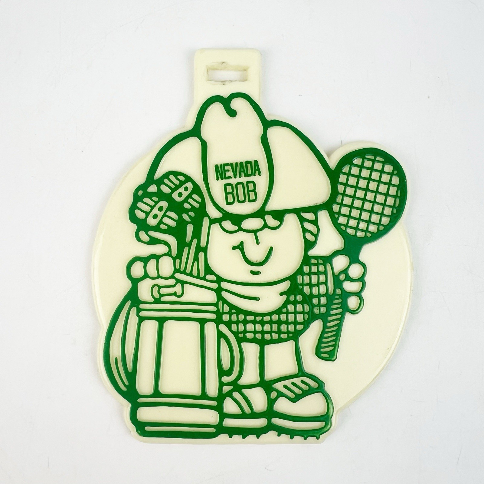 Vintage 1980s Nevada Bob’s Golf &amp; Tennis Bag Tag Las Vegas Green Raised ... - $14.99