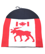 Canadian Moose With Canada Flag Winter Tuque Beanie Unisex Adult Size Bl... - £10.28 GBP