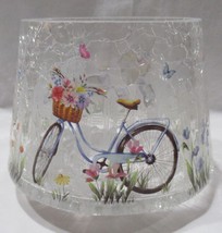 Yankee Candle Jar Shade J/S Crackle Glass ART IN THE PARK Bike Birdhouse Flowers - £33.86 GBP
