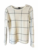 J Jill Wearever Windowpane Fuzzy Soft Winterwhite Pullover Sweater Women’s XS - £18.43 GBP